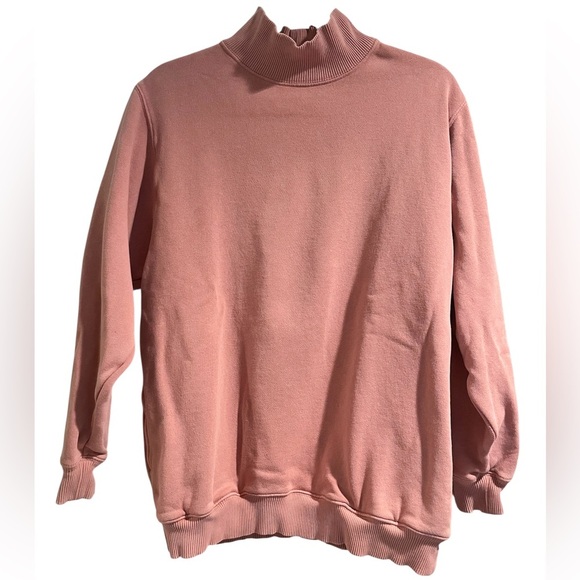 aerie Sweaters - Aerie Mock Neck Light Pink Oversized Sweatshirt with Front Pockets Size XS